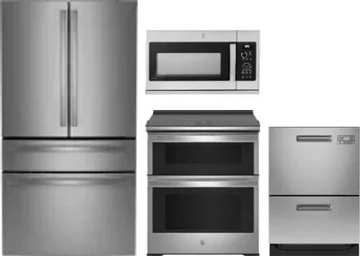 4 Piece Package Includes Refrigerator, Range, Microwave And Dishwasher